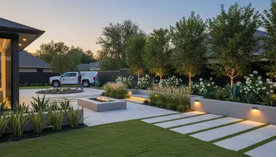 Houston, TX landscaping service team providing professional lawn care and landscape maintenance