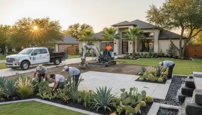 Houston, TX landscaping service team providing professional yard maintenance and lawn care