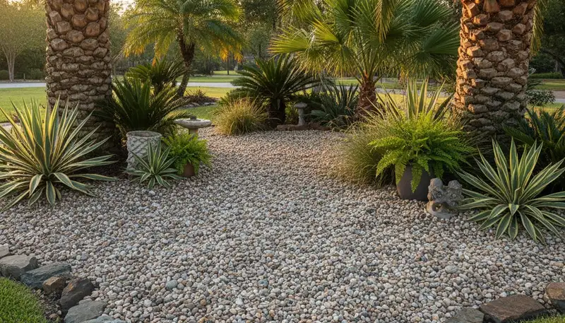 Pea gravel ground cover installation for low-maintenance landscaping in Houston, TX