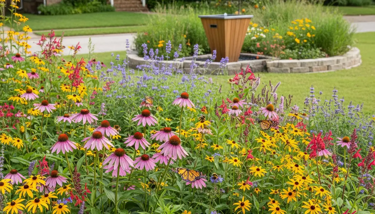Pollinator-friendly native garden with organic landscaping in Houston, TX by Chop Chop Landscaping